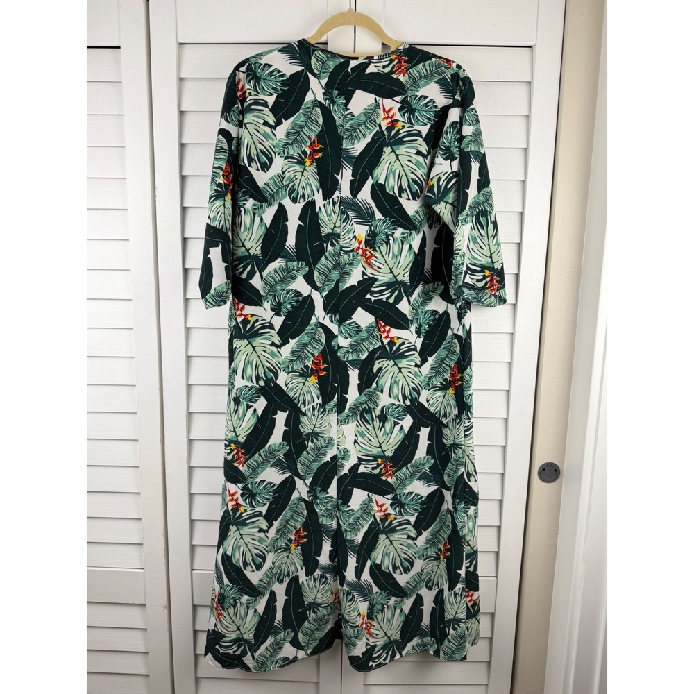 Rachel Zoe Duster OS Green Tropical Print Open Front Long Kimono NEW